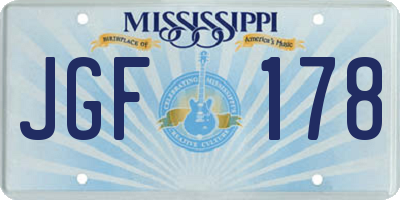 MS license plate JGF178