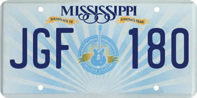 MS license plate JGF180