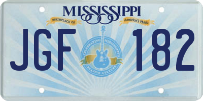 MS license plate JGF182