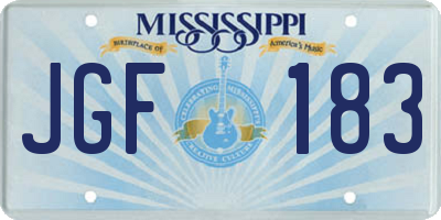 MS license plate JGF183