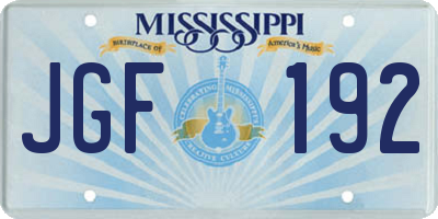 MS license plate JGF192