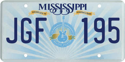 MS license plate JGF195
