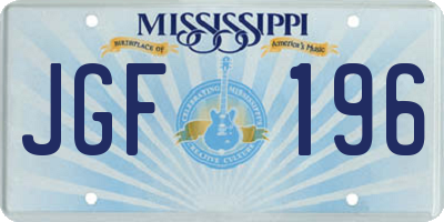 MS license plate JGF196