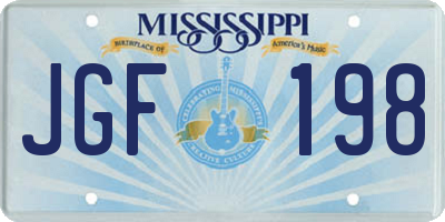 MS license plate JGF198