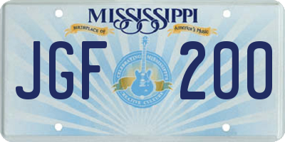 MS license plate JGF200