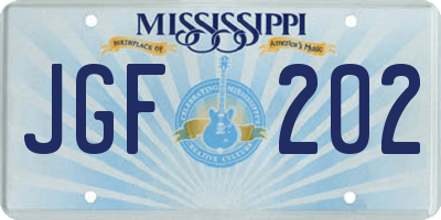 MS license plate JGF202