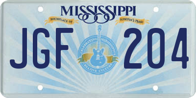 MS license plate JGF204