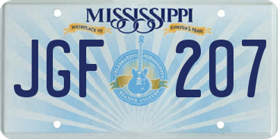 MS license plate JGF207