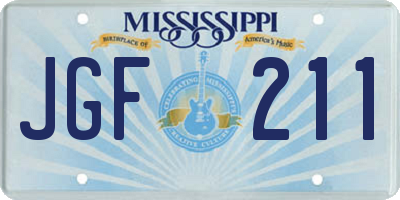 MS license plate JGF211