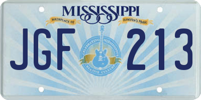MS license plate JGF213