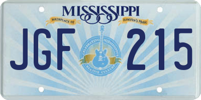 MS license plate JGF215