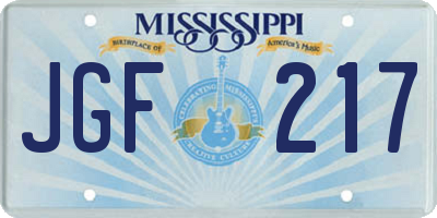 MS license plate JGF217