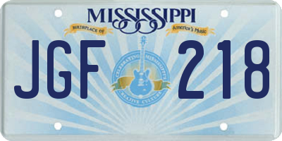 MS license plate JGF218