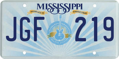 MS license plate JGF219