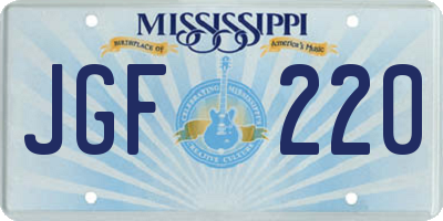 MS license plate JGF220