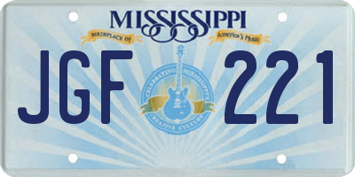 MS license plate JGF221