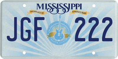 MS license plate JGF222
