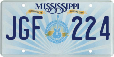 MS license plate JGF224