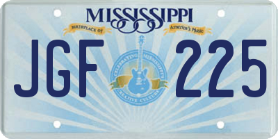 MS license plate JGF225