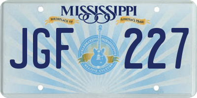 MS license plate JGF227