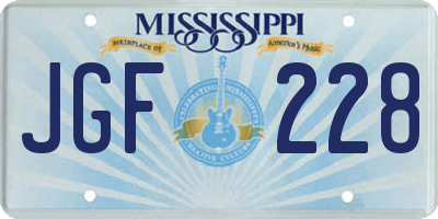 MS license plate JGF228