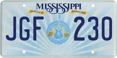 MS license plate JGF230