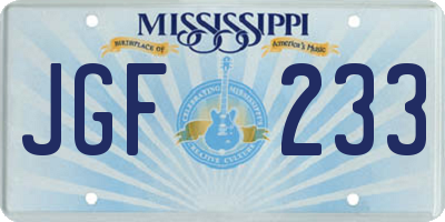 MS license plate JGF233