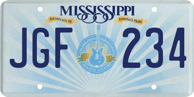 MS license plate JGF234
