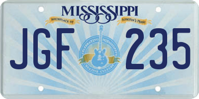 MS license plate JGF235