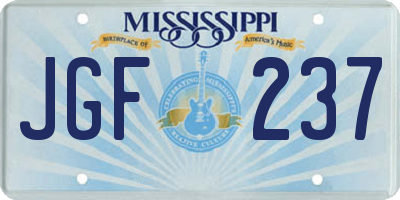 MS license plate JGF237