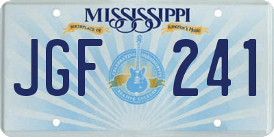 MS license plate JGF241