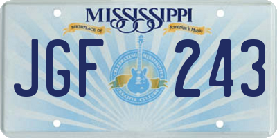 MS license plate JGF243