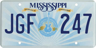 MS license plate JGF247