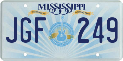 MS license plate JGF249