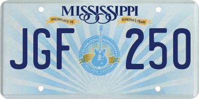 MS license plate JGF250