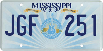 MS license plate JGF251