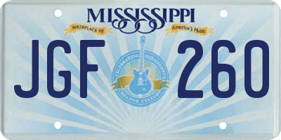 MS license plate JGF260