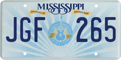 MS license plate JGF265