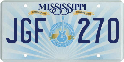 MS license plate JGF270