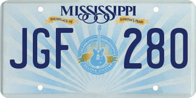 MS license plate JGF280