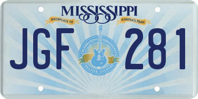 MS license plate JGF281
