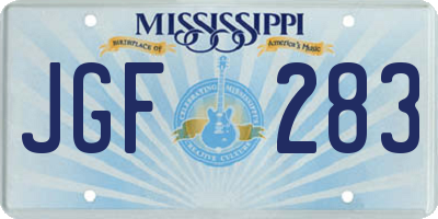 MS license plate JGF283