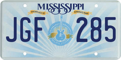 MS license plate JGF285