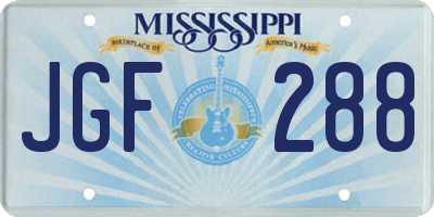 MS license plate JGF288