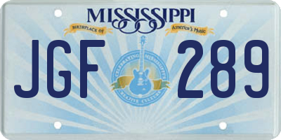 MS license plate JGF289