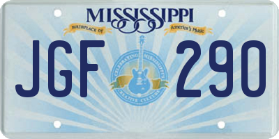 MS license plate JGF290