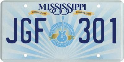 MS license plate JGF301