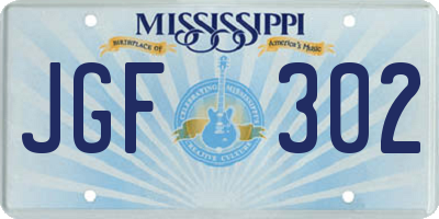 MS license plate JGF302