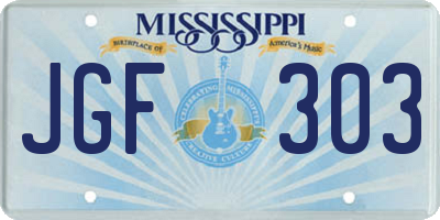MS license plate JGF303