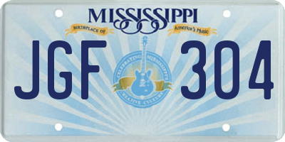 MS license plate JGF304